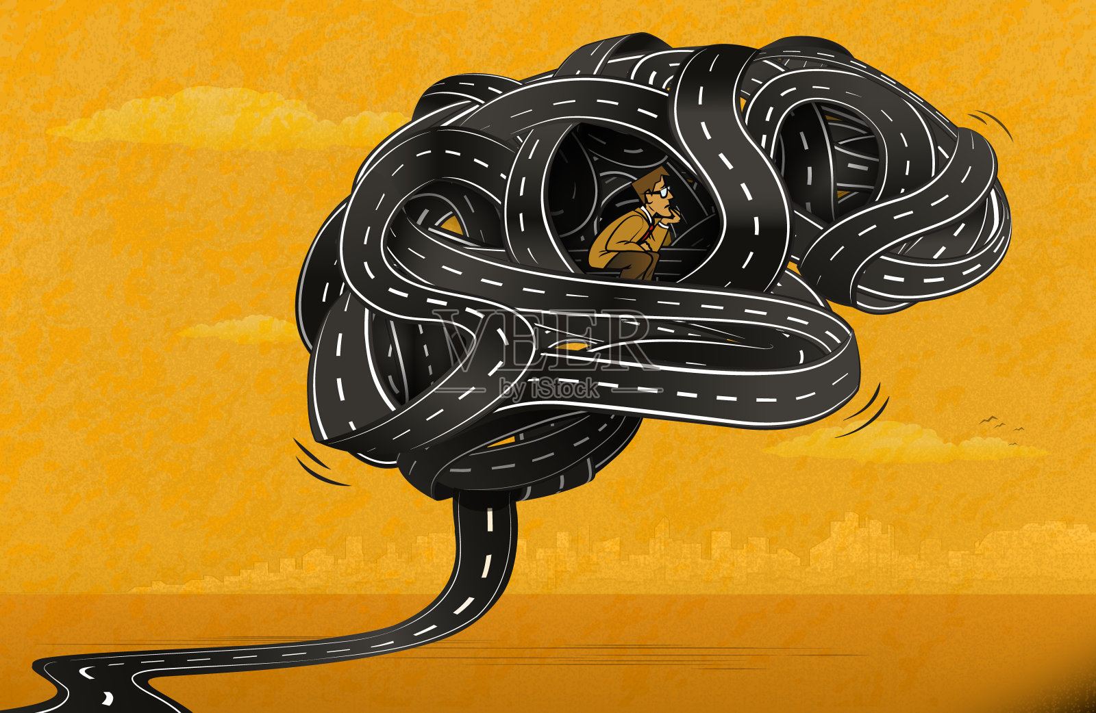 大脑混乱的男人插画图片素材