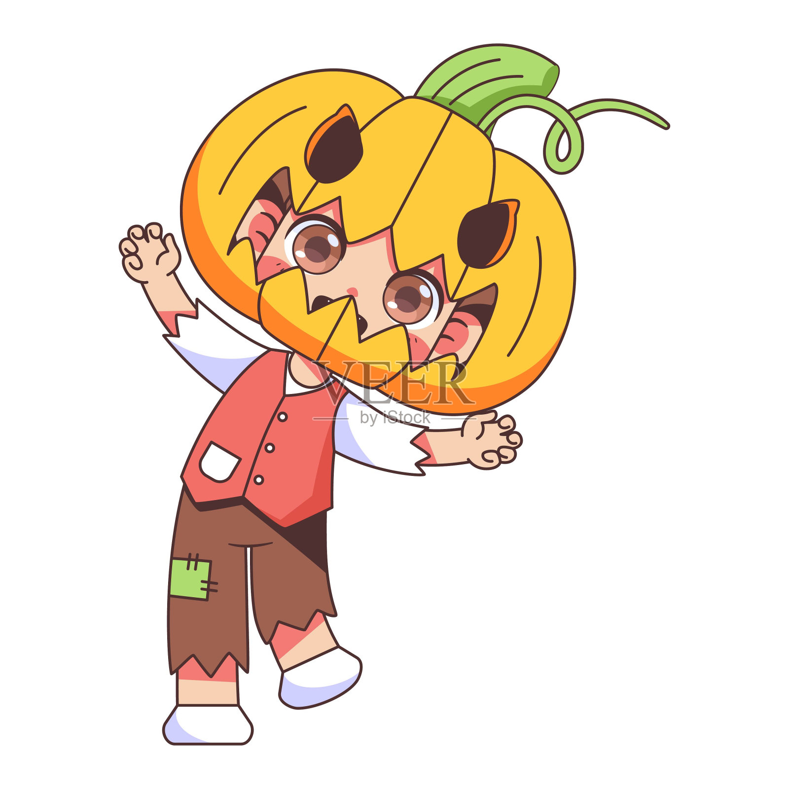 矢量卡哇伊小南瓜男孩卡通插图孤立插画图片素材