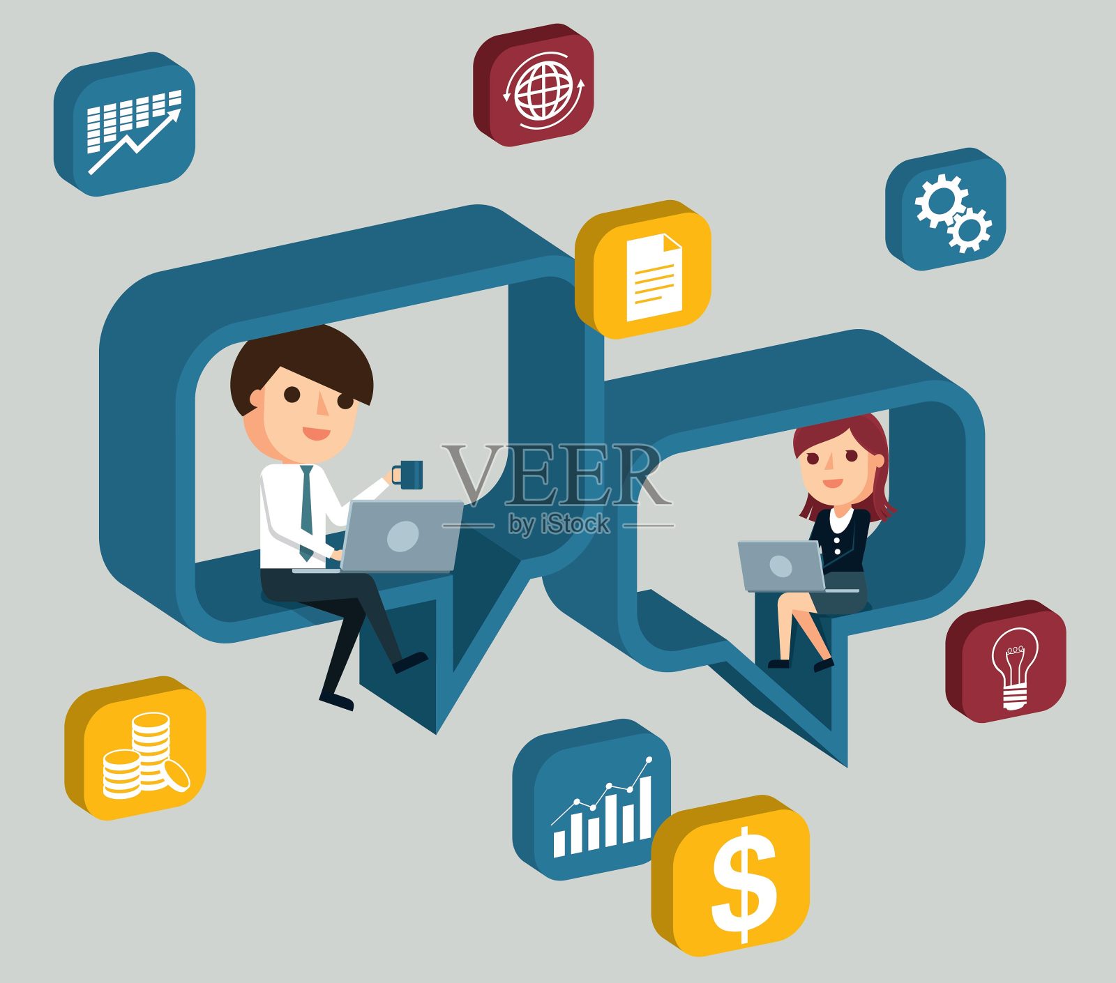 社交媒体网络插画图片素材