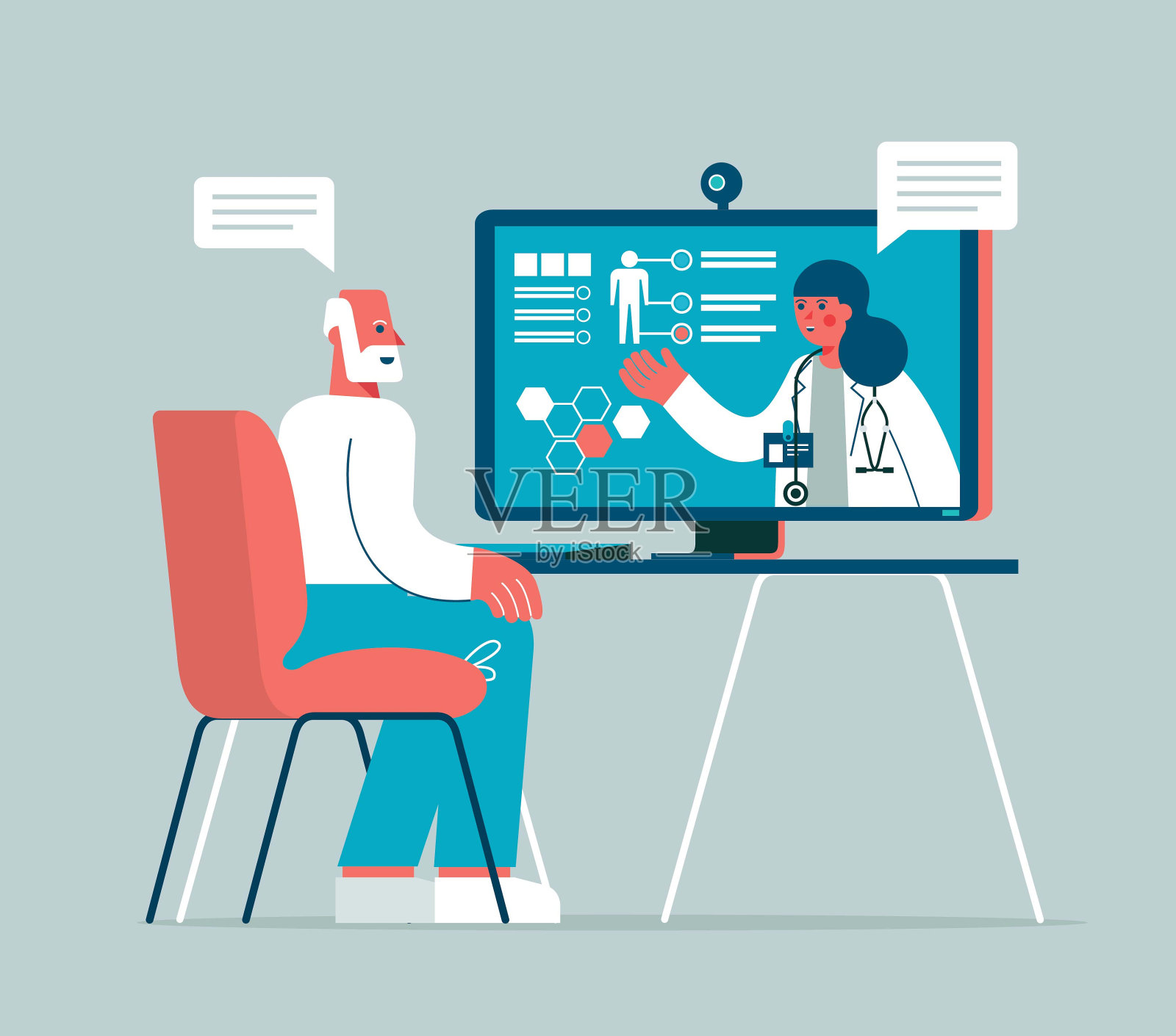 老年男子-保健服务-在线插画图片素材