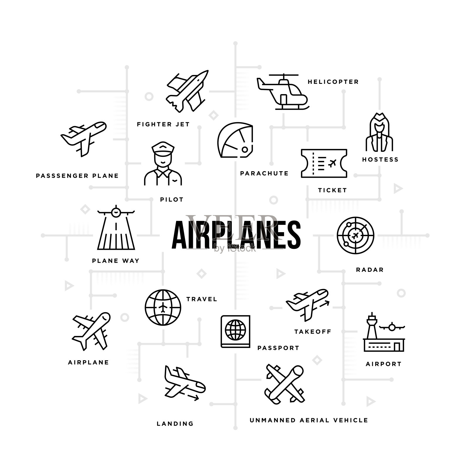 飞机图插画图片素材