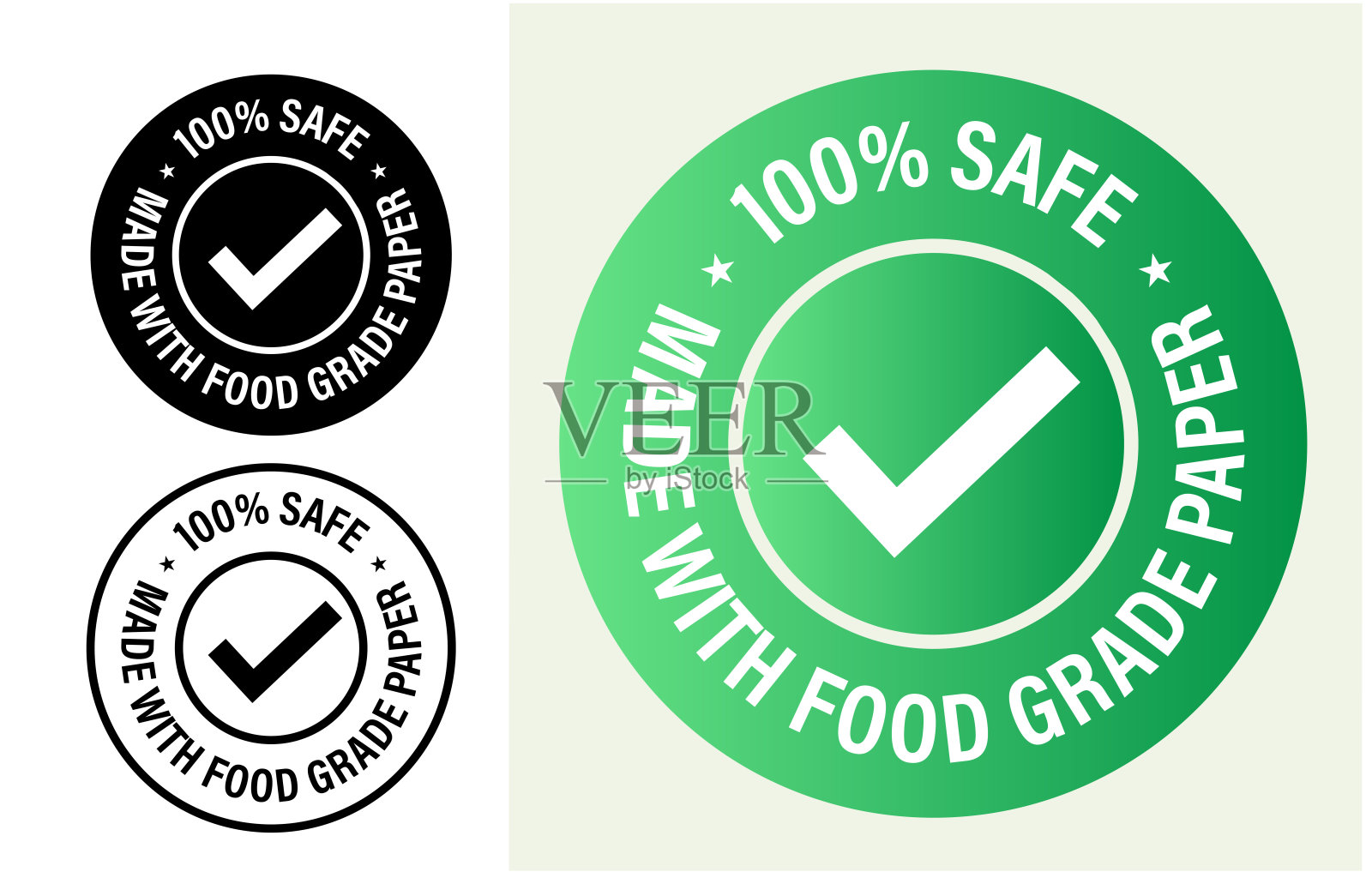 “100%安全,由食品级纸制成”矢量图标插画图片素材