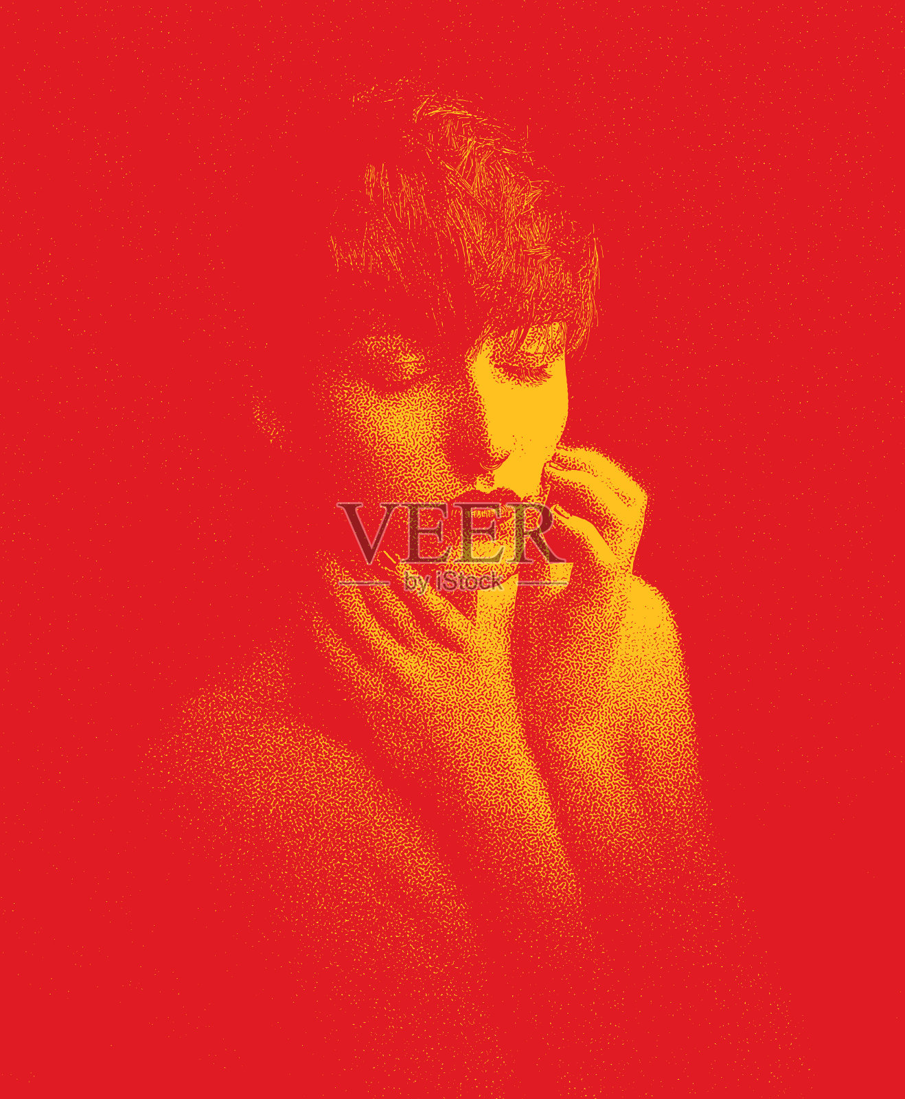 年轻女人与精神健康问题插画图片素材