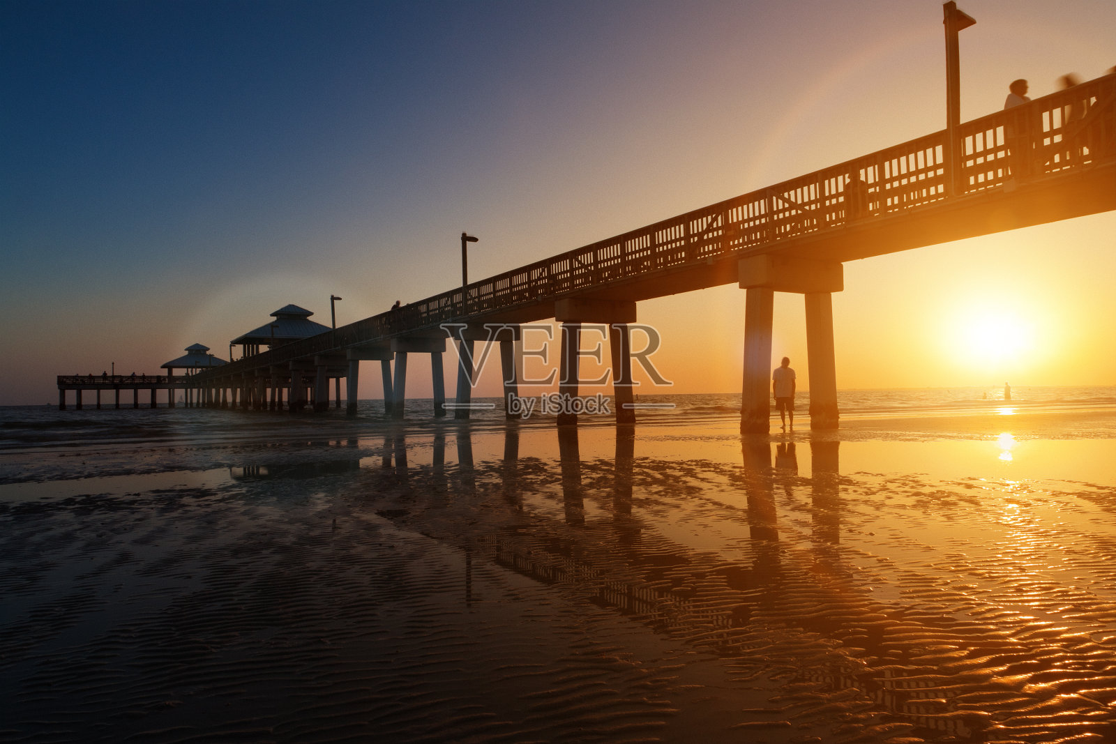 日落码头木板路照片摄影图片