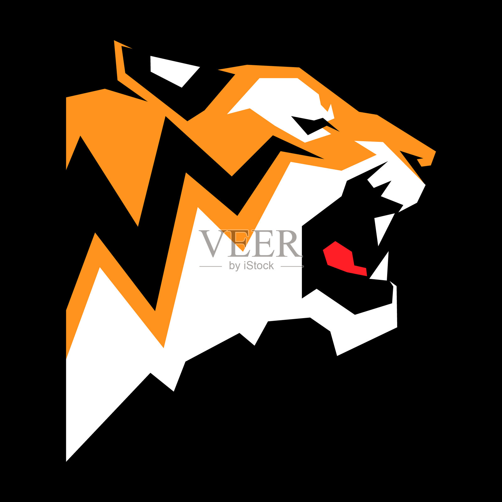 黑色背景上的老虎标志插画图片素材