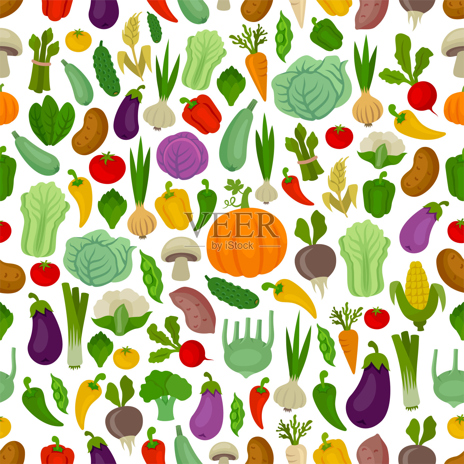 无缝的蔬菜图案。插画图片素材