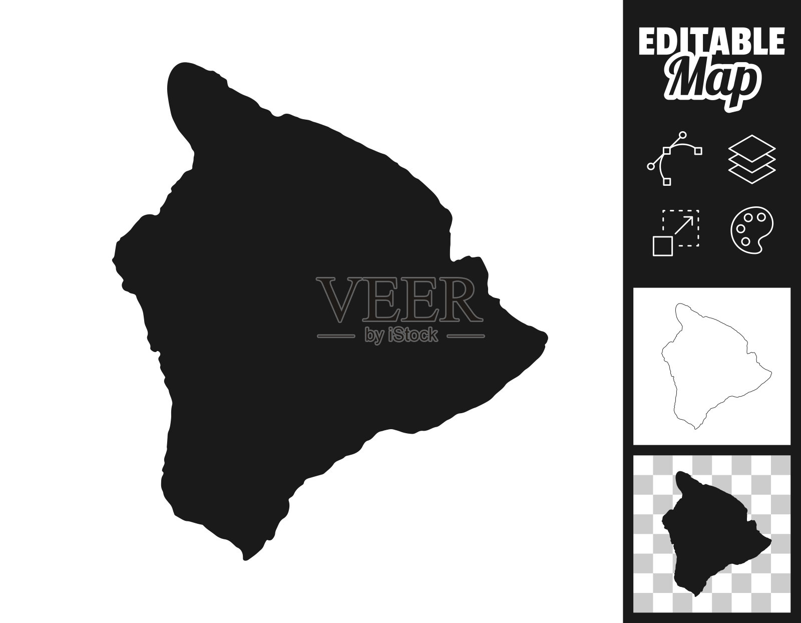 设计夏威夷岛地图。轻松地编辑插画图片素材
