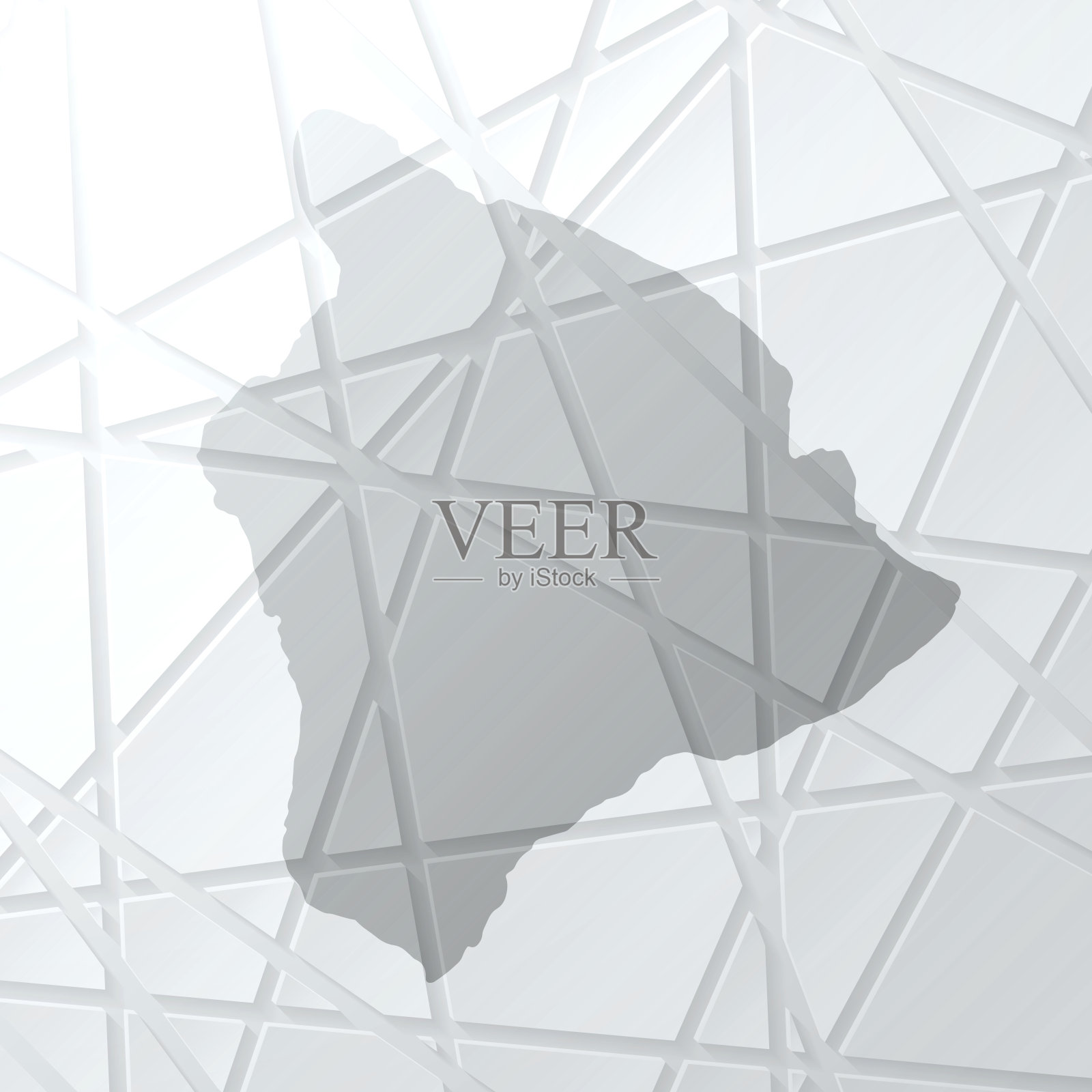 夏威夷岛地图与网状网络在白色背景插画图片素材