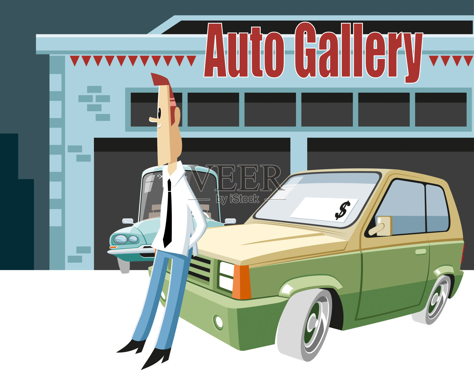 汽车经销商插画图片素材