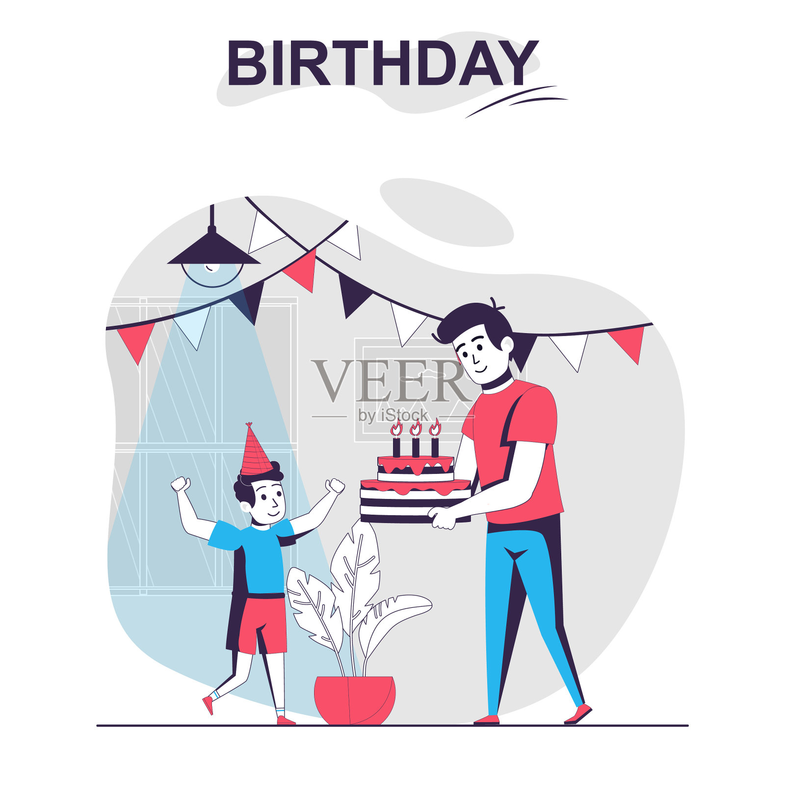 生日孤立卡通概念爸爸插画图片素材