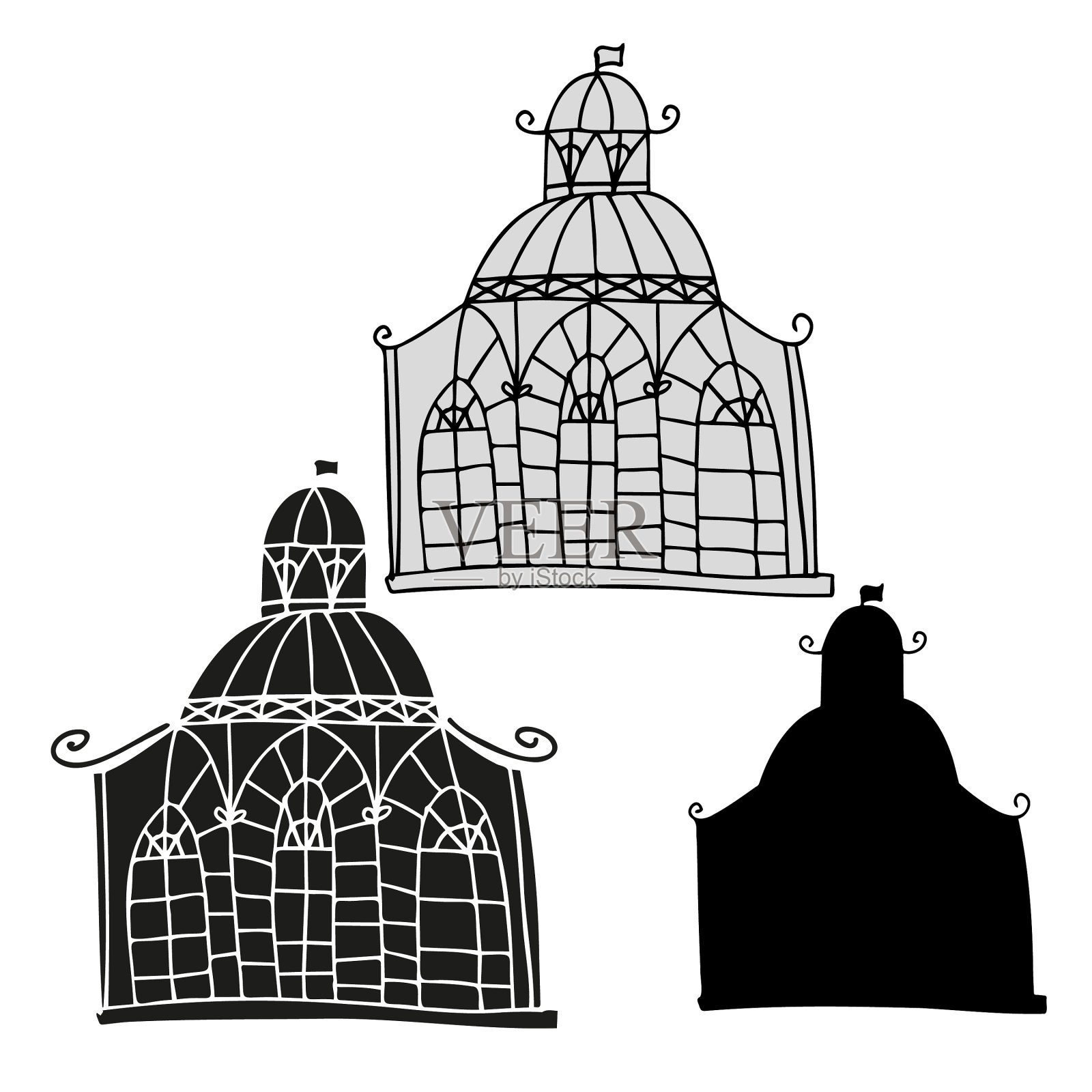 孤立的黑白套设计图标素材