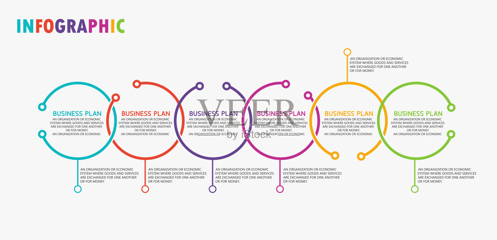 细线业务信息图形流程与模板设计与图标和选项或步骤。矢量图插画图片素材