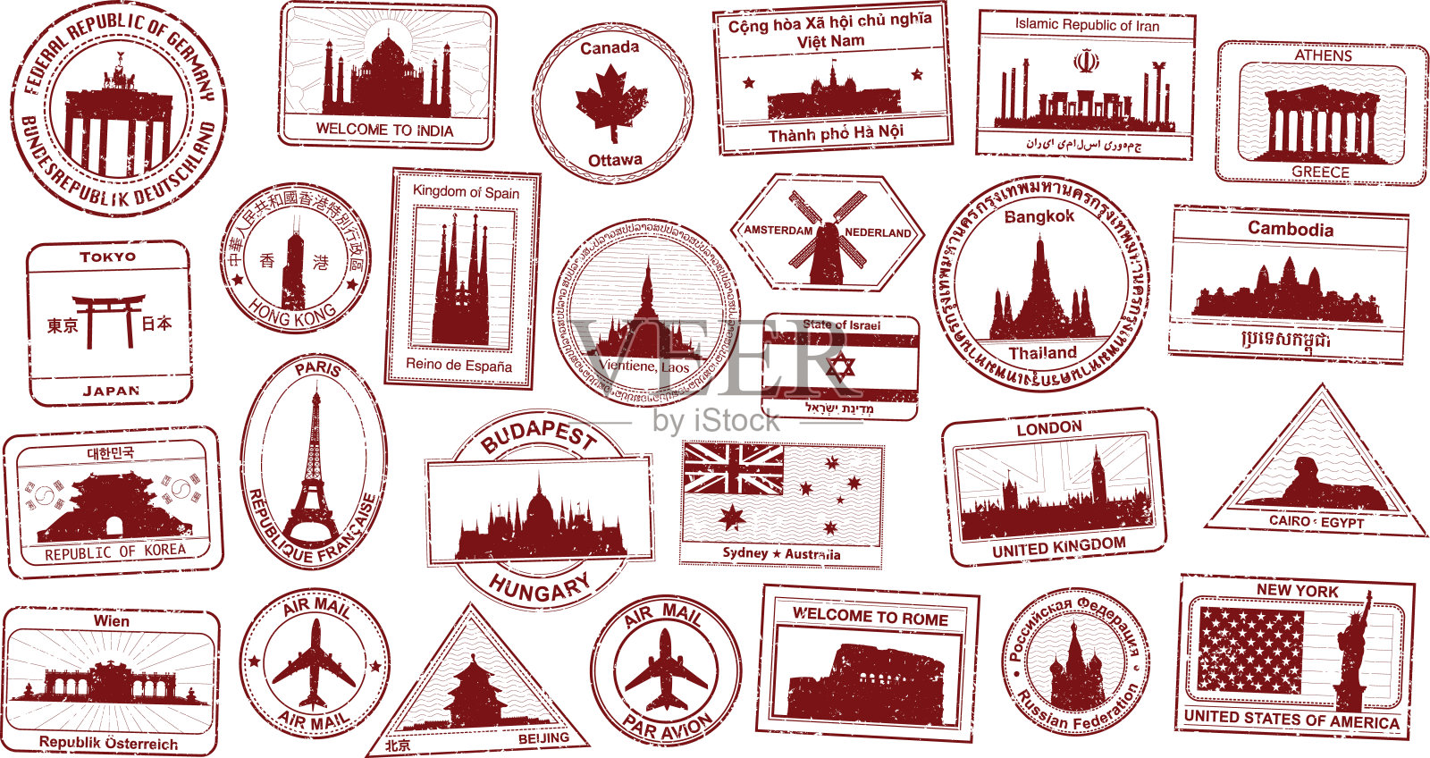 护照印章插画图片素材