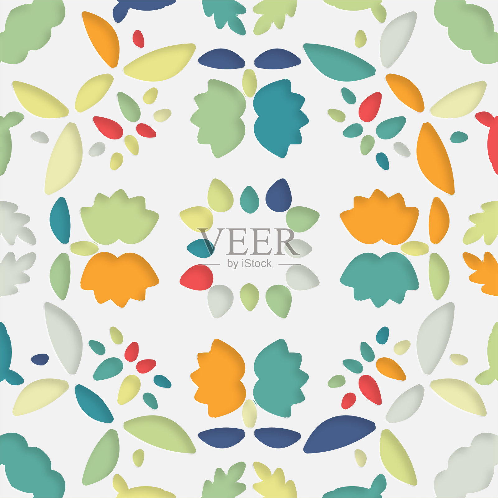 彩色抽象剪纸花形状图案背景设计插画图片素材