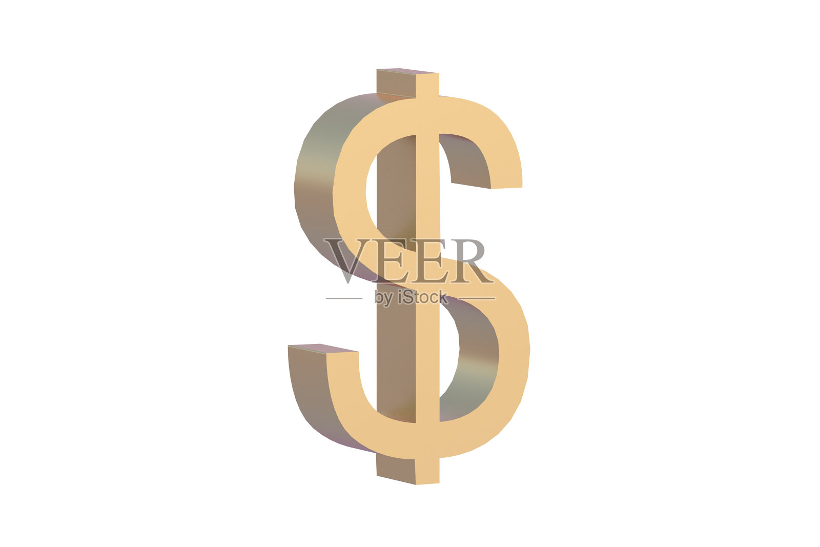 美元符号孤立在白色背景。黄金货币标志。美国的钱。三维渲染照片摄影图片