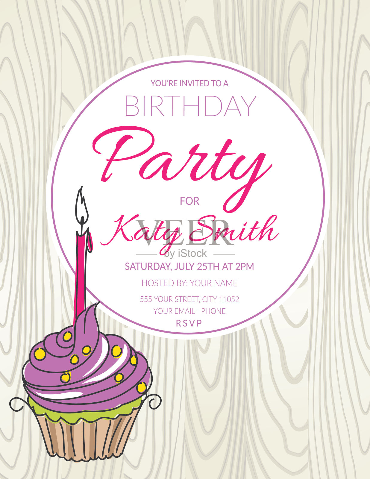 蛋糕派对邀请模板插画图片素材