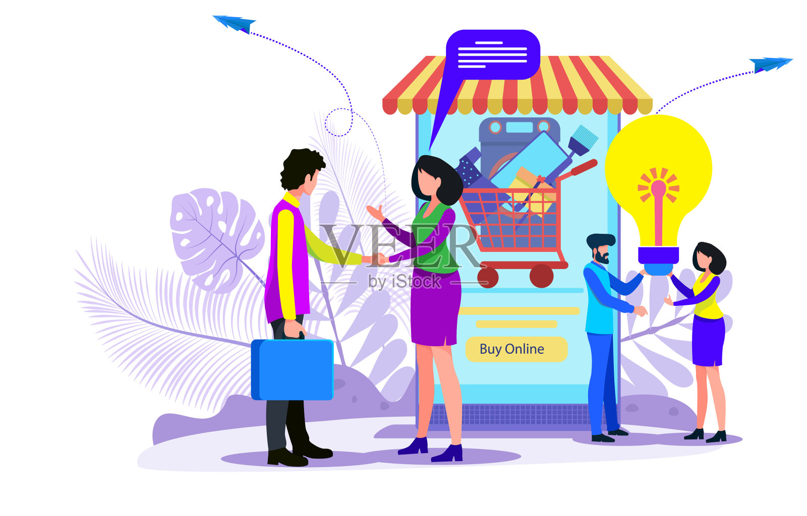 在线购物横幅,移动应用模板,概念矢量插图插画图片素材