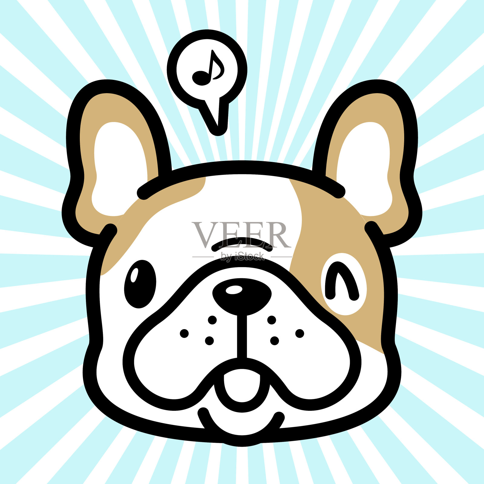 可爱的法国斗牛犬角色设计插画图片素材