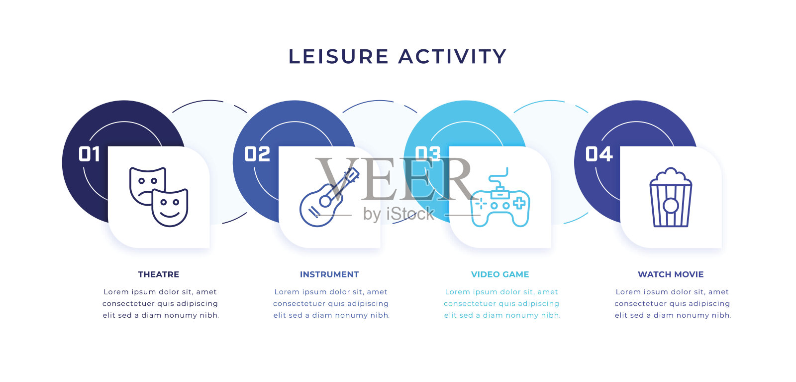 休闲活动时间线信息图表模板与线图标插画图片素材