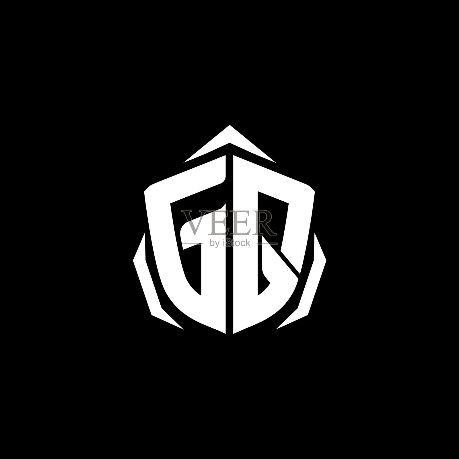 Gq字母盾形风格插画图片素材