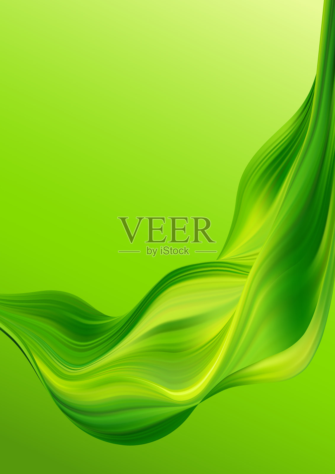 抽象的绿色背景与波浪。插画图片素材