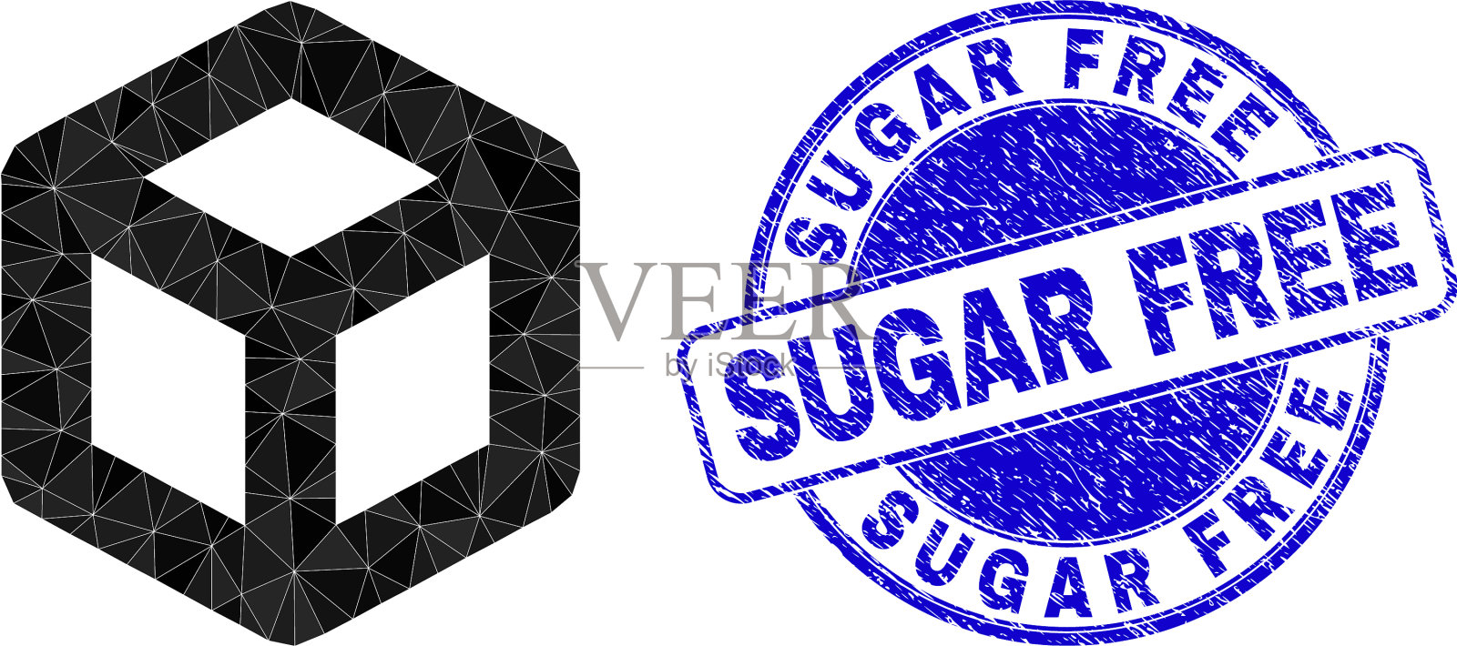 橡胶无糖圆印章和立方体插画图片素材