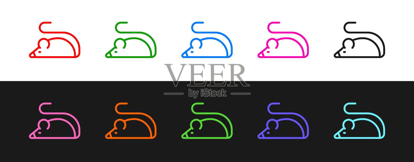 设置行实验鼠标图标隔离在黑色上图标素材