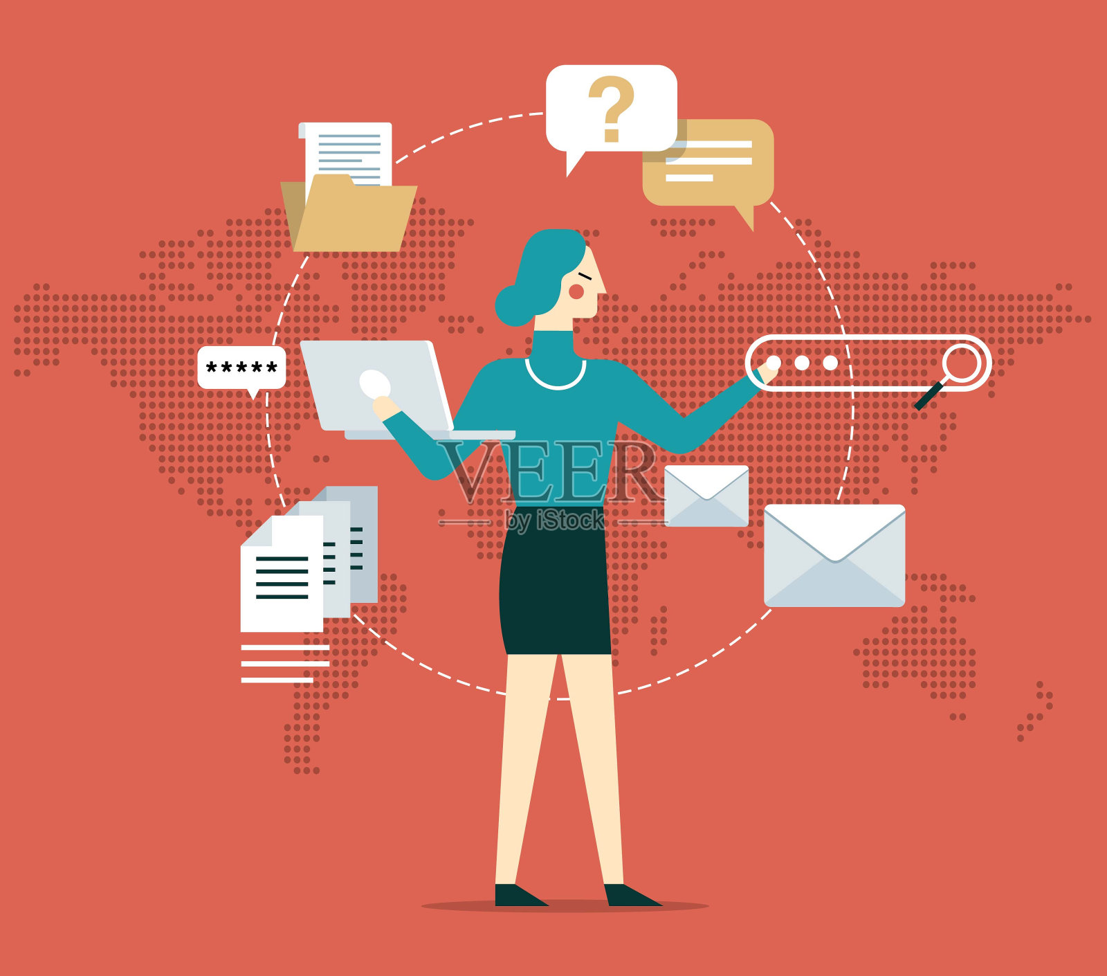 多任务的女人插画图片素材