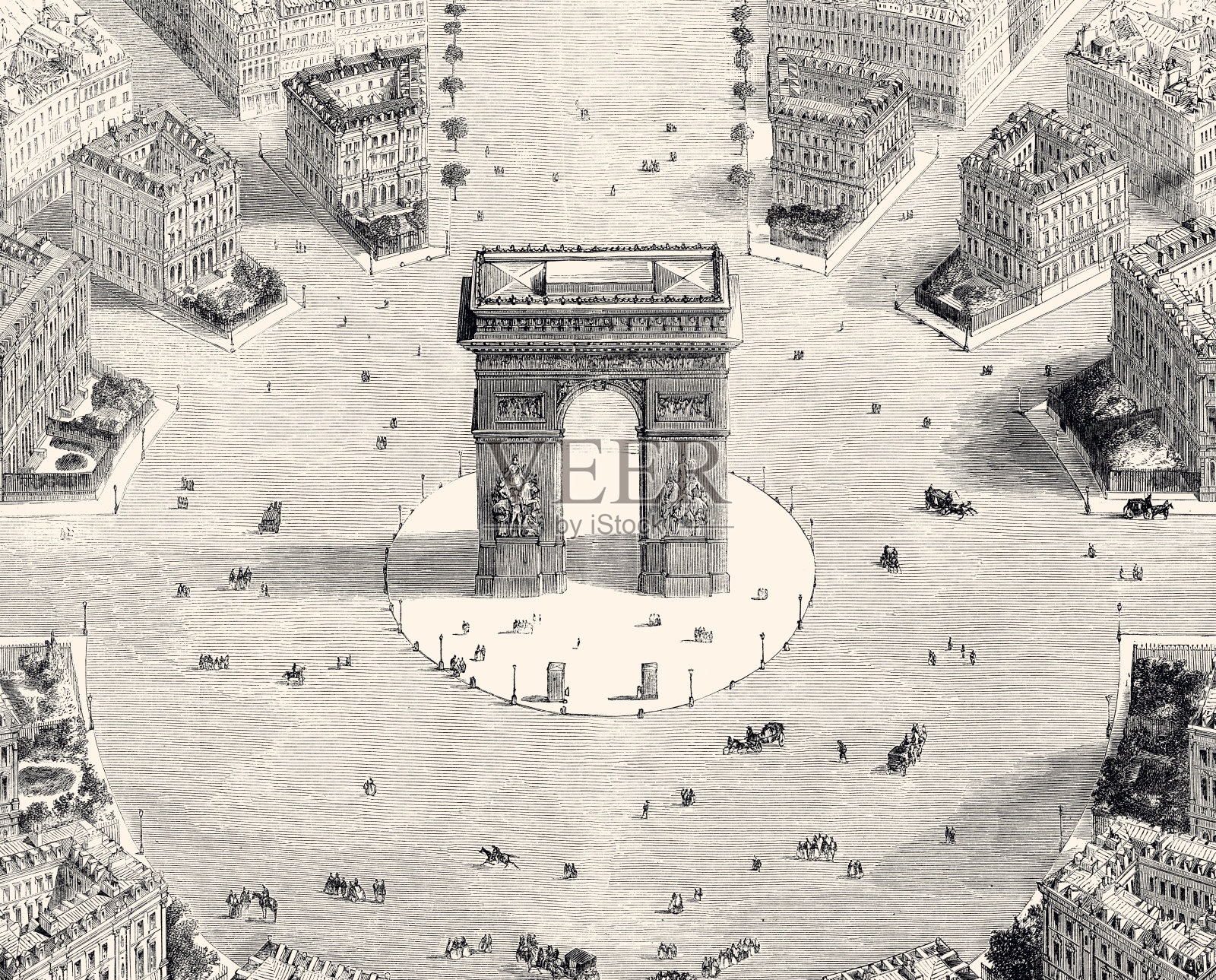 巴黎:1857 年的凯旋门 (XXXL)插画图片素材
