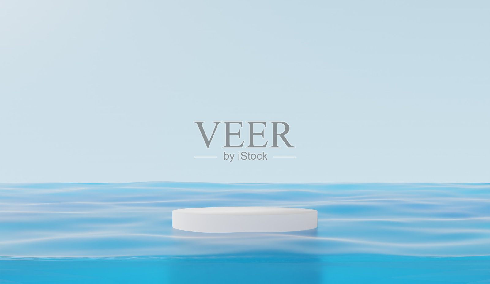 浮在水面上的圆形底座3 d渲染。照片摄影图片