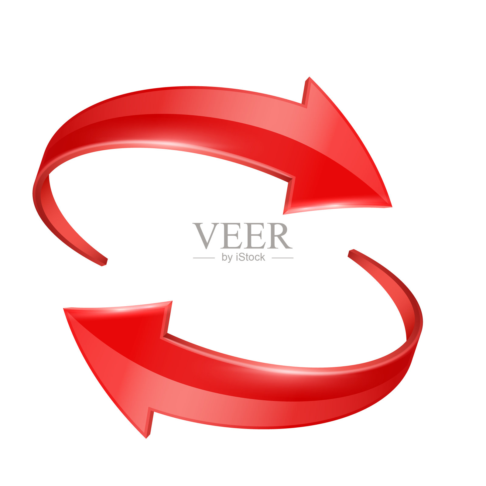 红色逼真的3D光滑箭头正在走向。插画图片素材