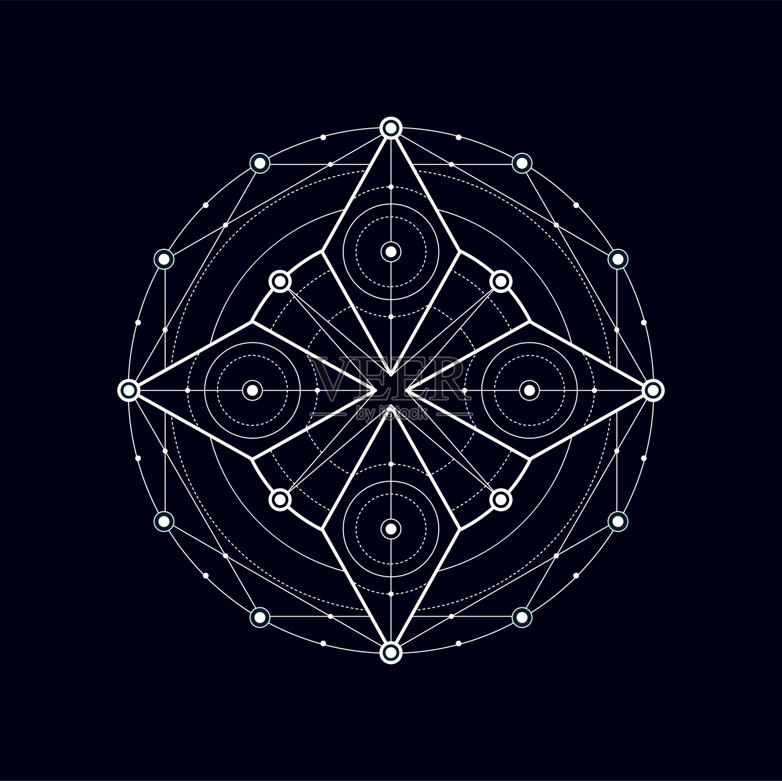 圆形几何神秘波西米亚设计元素插画图片素材