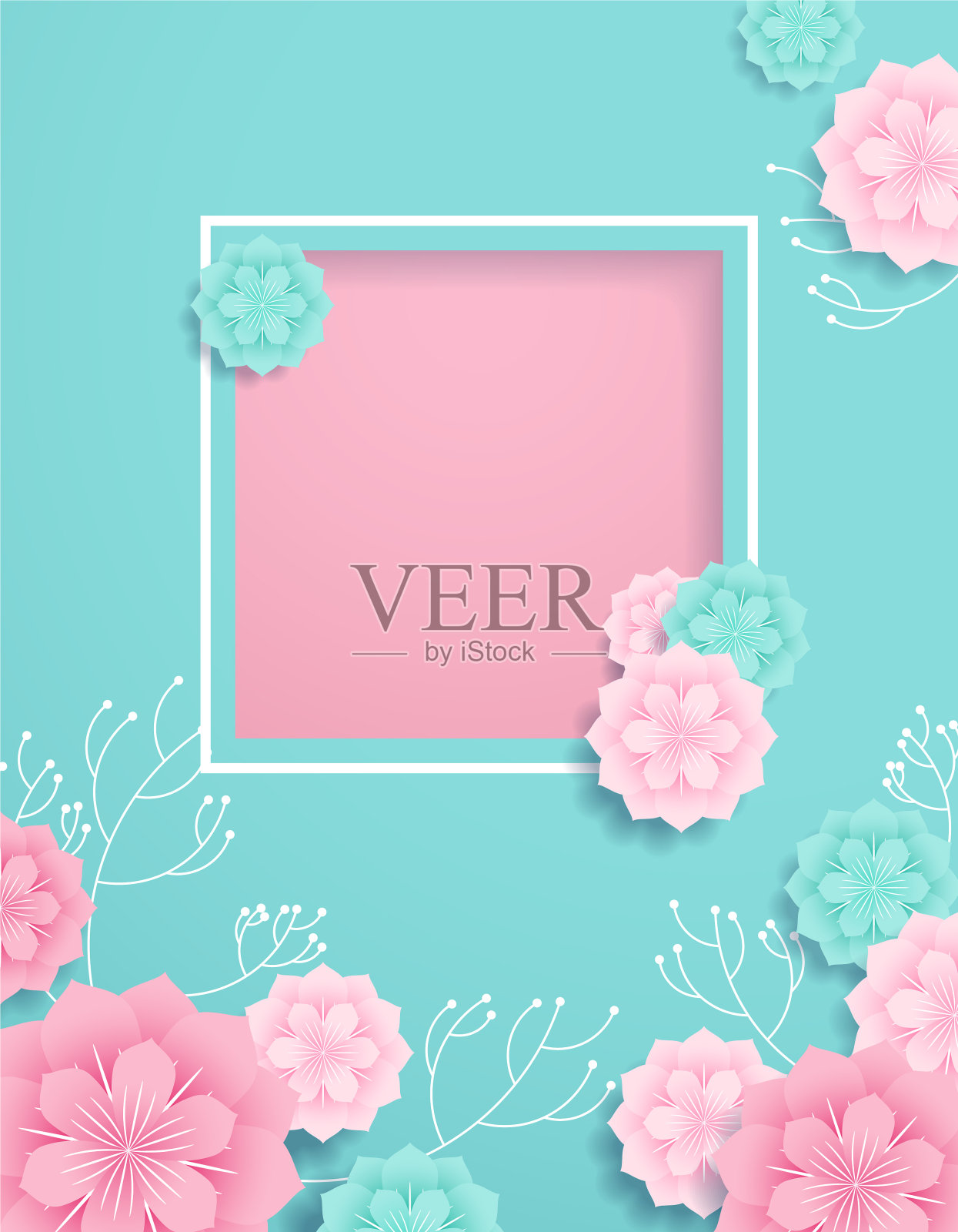 浪漫的剪纸背景设计模板素材