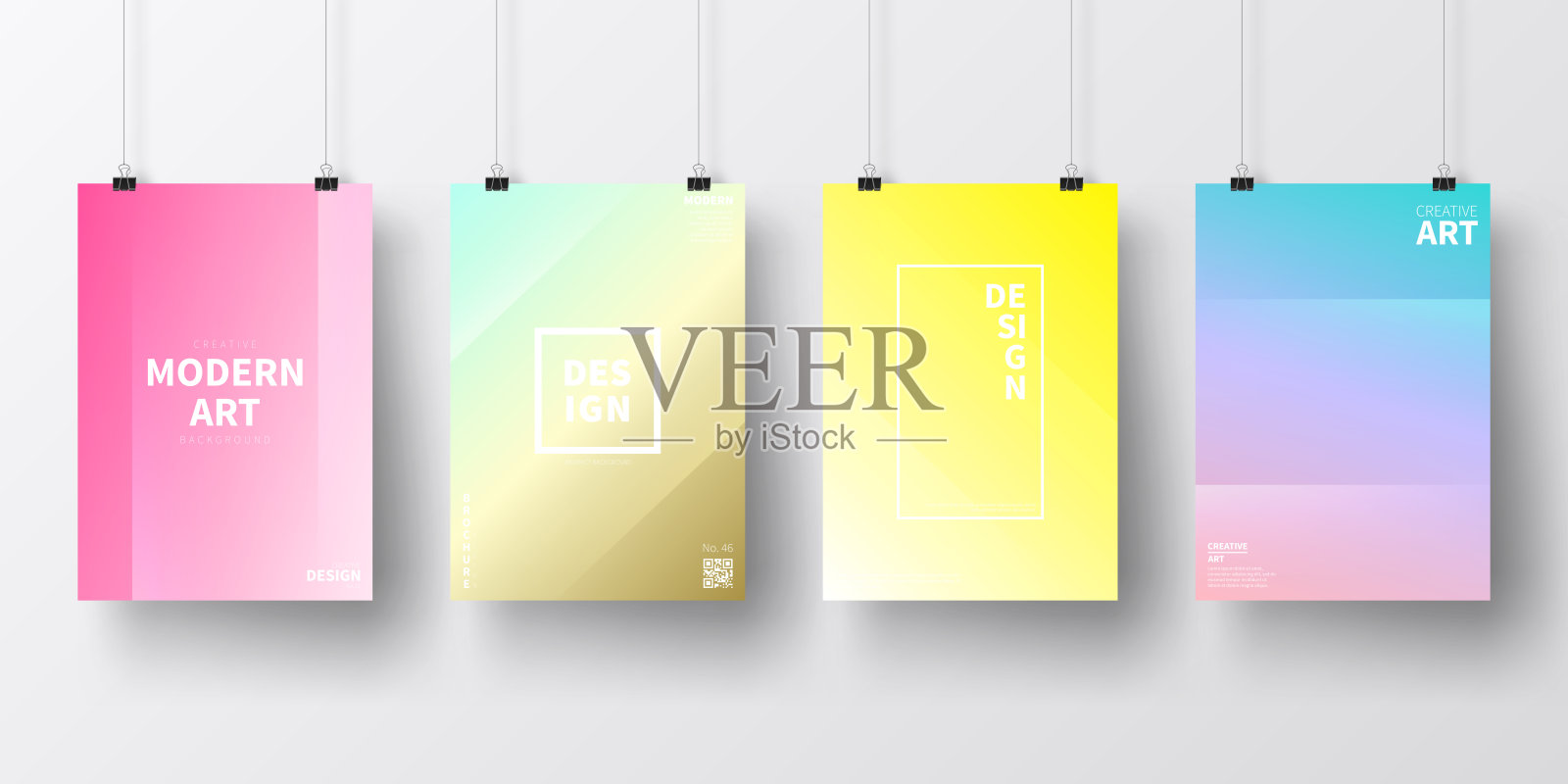 彩色抽象设计海报,孤立在白色背景上插画图片素材