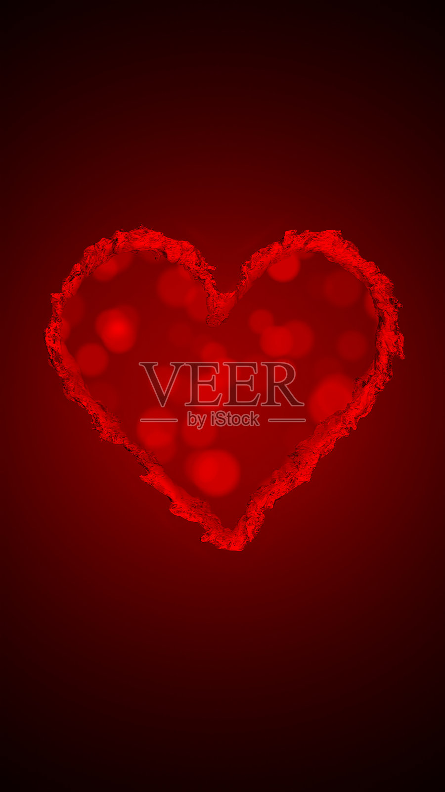 光芒四射的红色液体心,迷人的散景效果,在暗红色的背景下散发着温暖和爱照片摄影图片