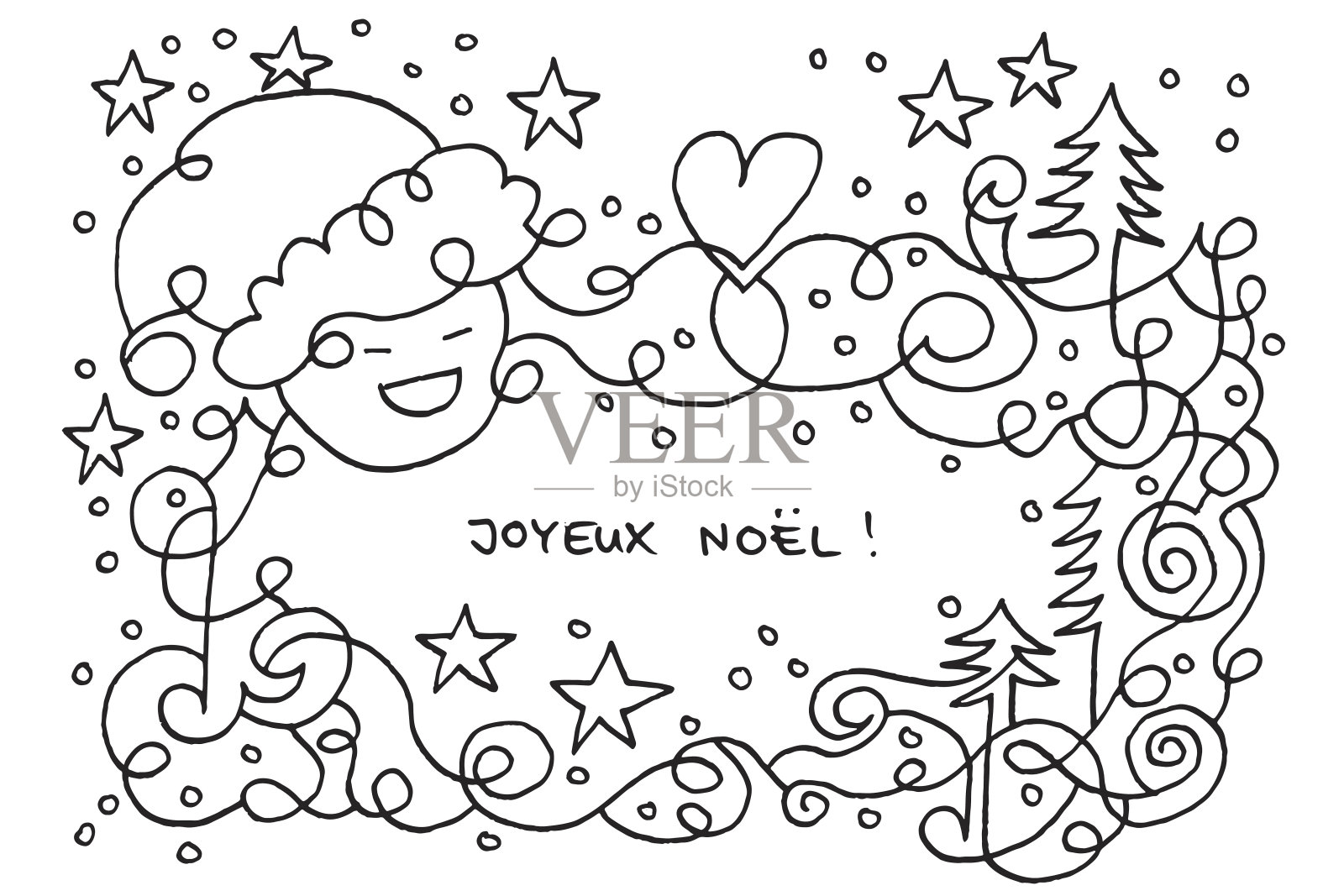 快乐的Noel圣诞节乐趣线艺术涂鸦画插画图片素材