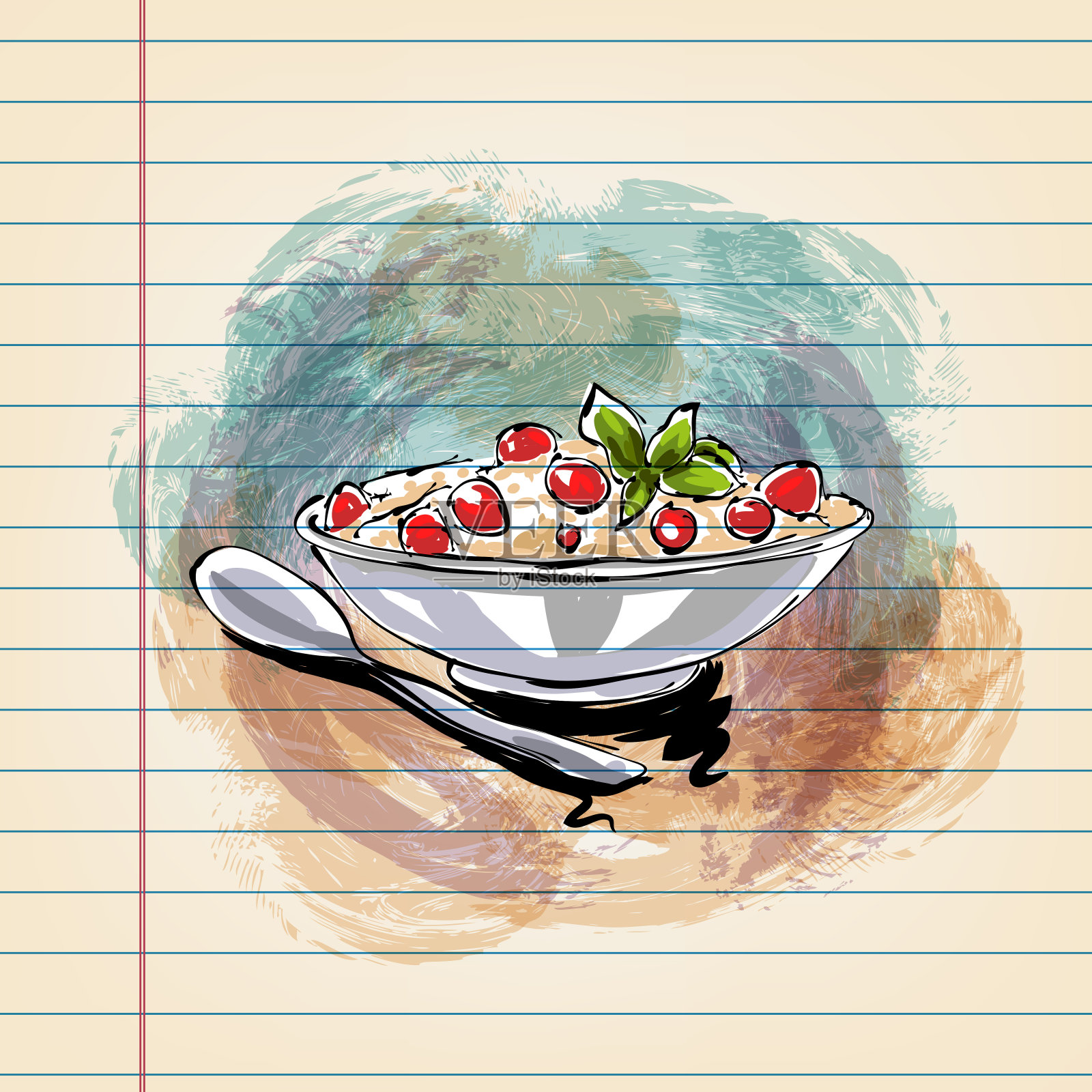 在横格纸上画麦片插画图片素材
