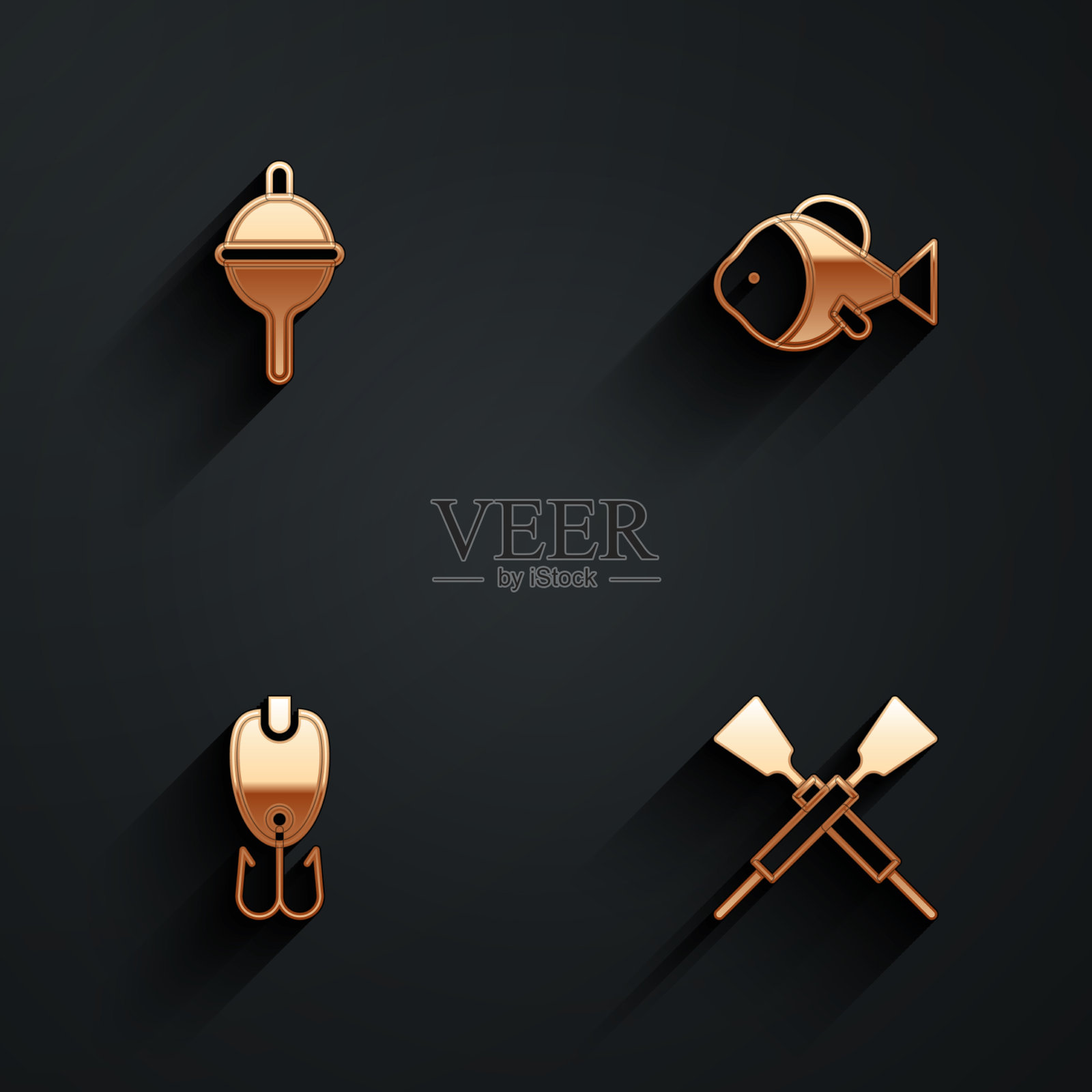 设置鱼漂诱饵和交叉桨或图标素材