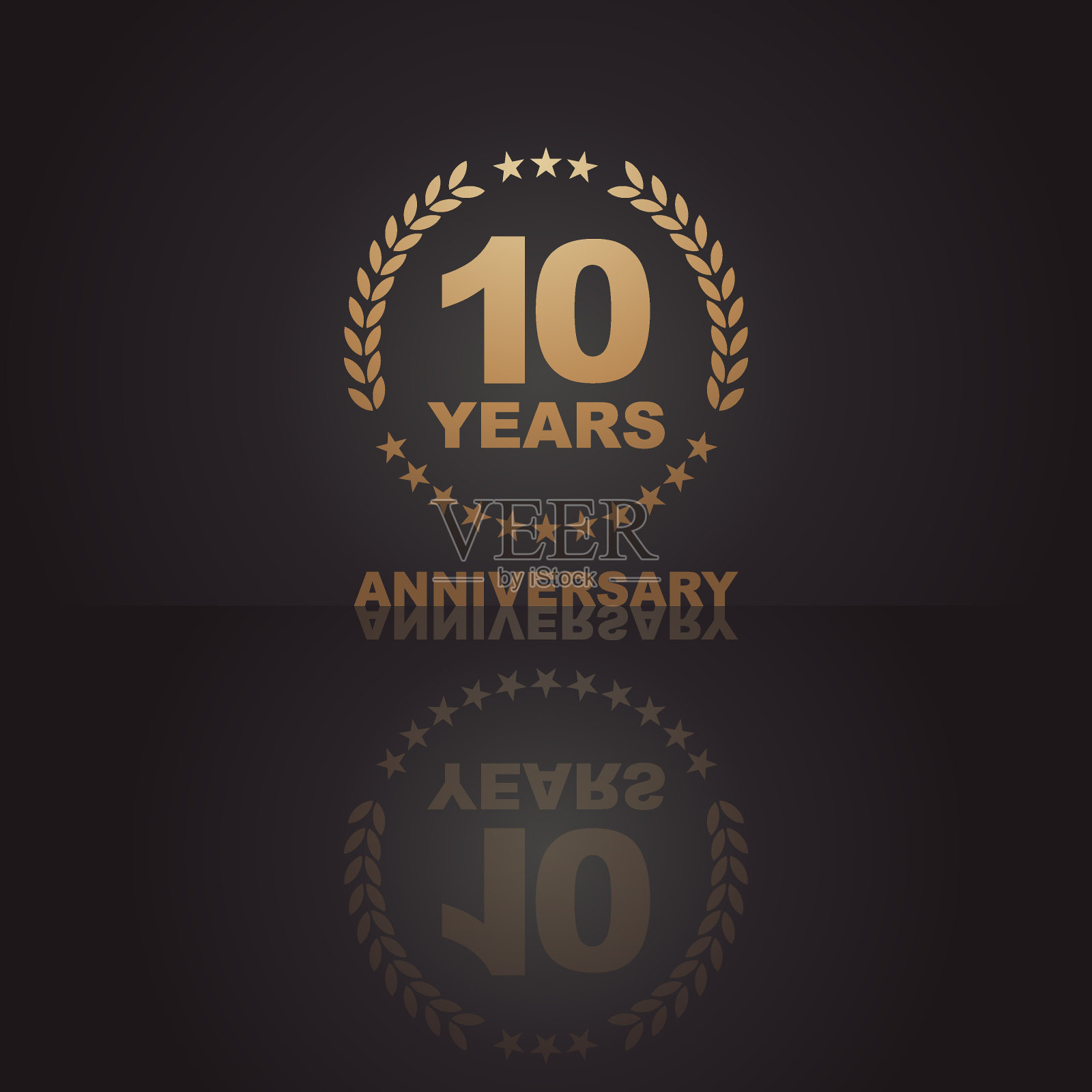十年黄金纪念日图标与深色背景插画图片素材