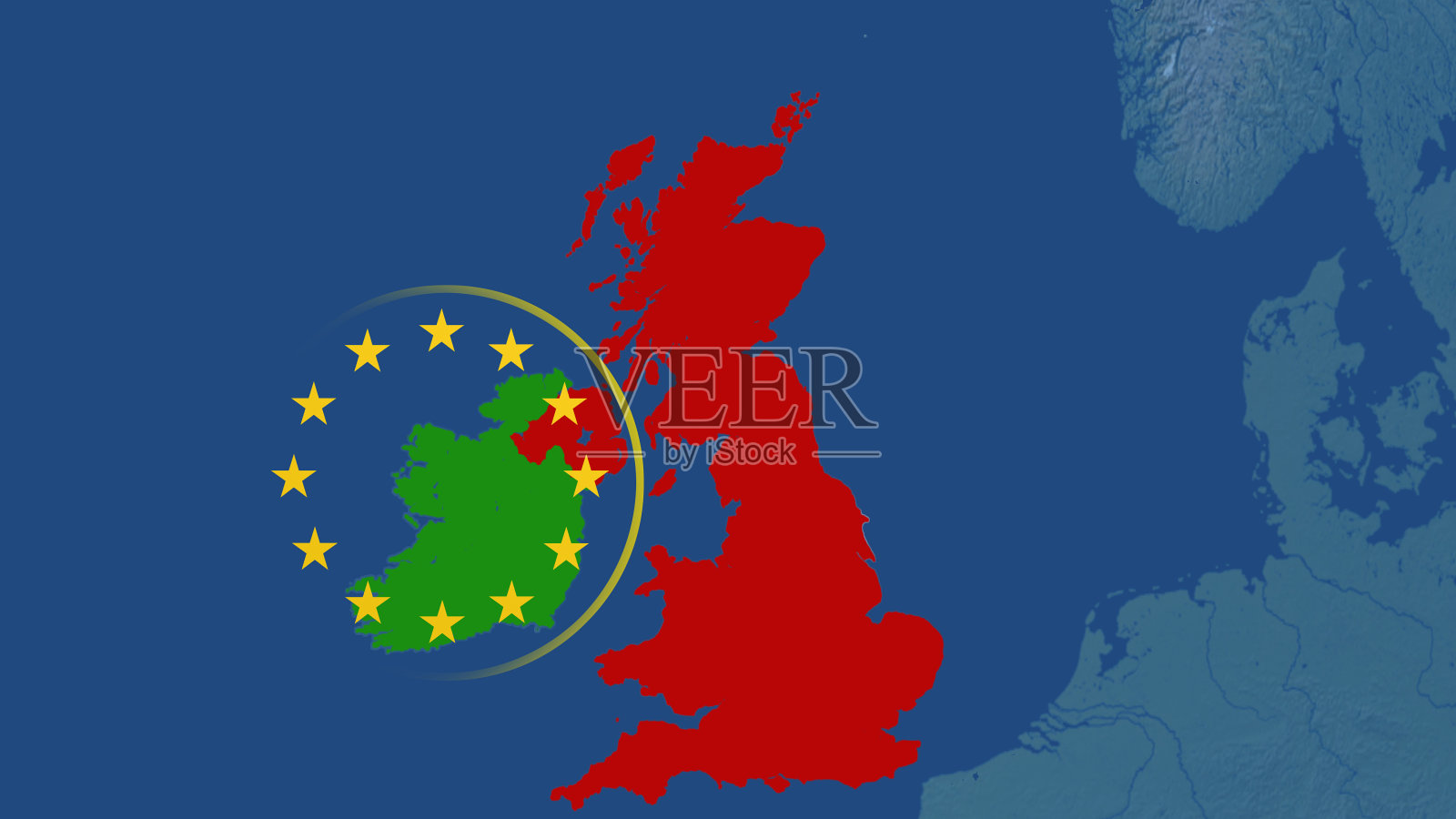 脱欧支持卡通爱尔兰,英国和欧盟插画图片素材