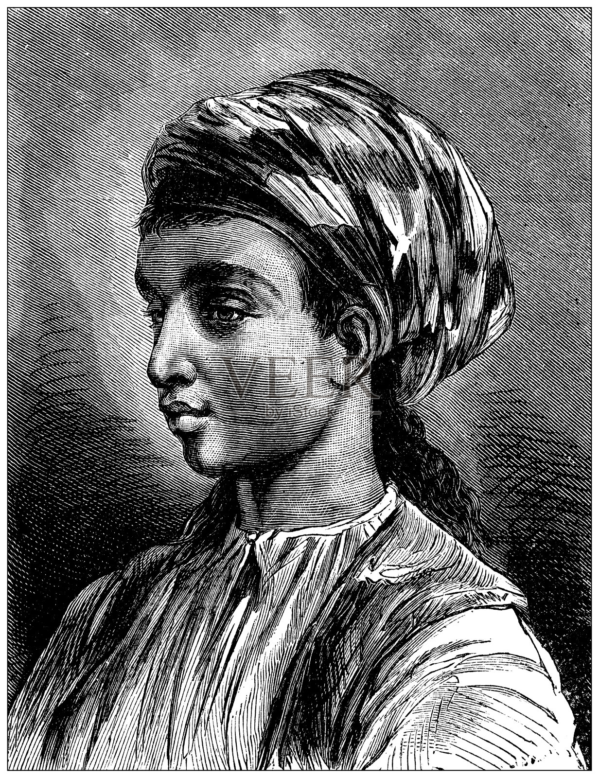 农村妇女古董插画插画图片素材