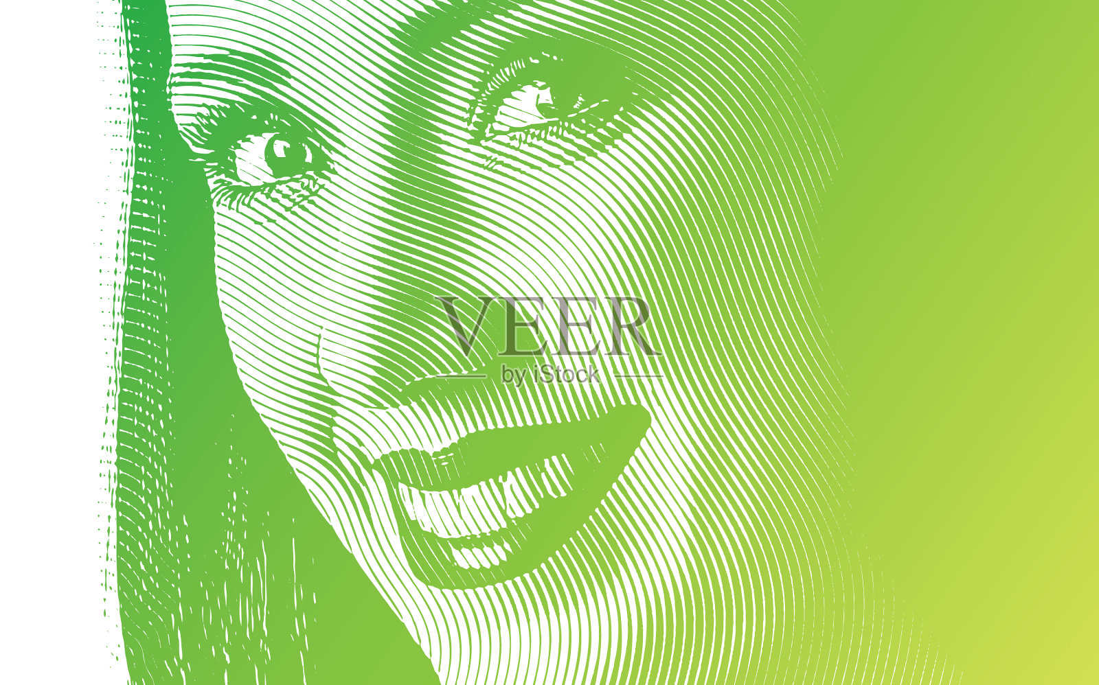 一个年轻女子微笑的特写插画图片素材