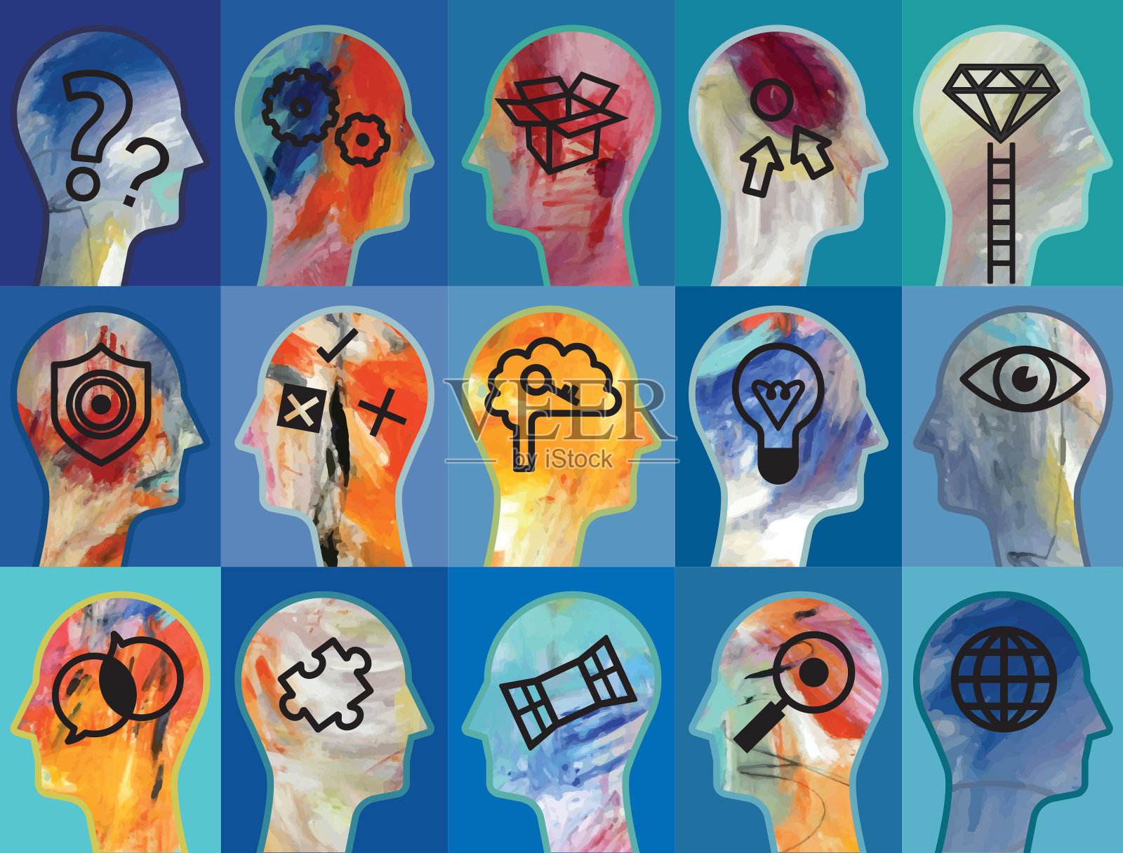 思维概念图标集插画图片素材