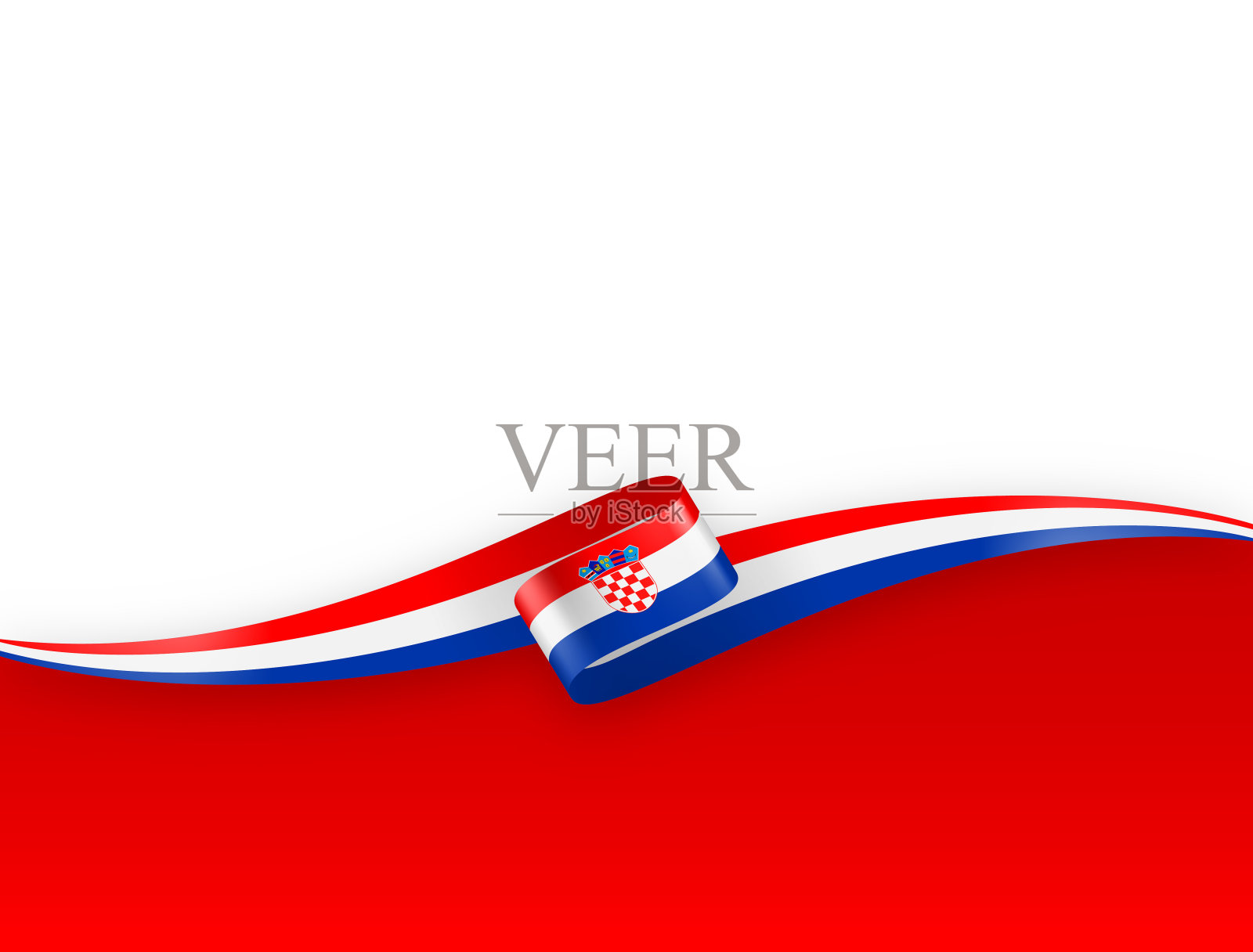 克罗地亚国旗丝带。克罗地亚国旗背景上的长条旗。模板。复制空间。矢量股票插图插画图片素材