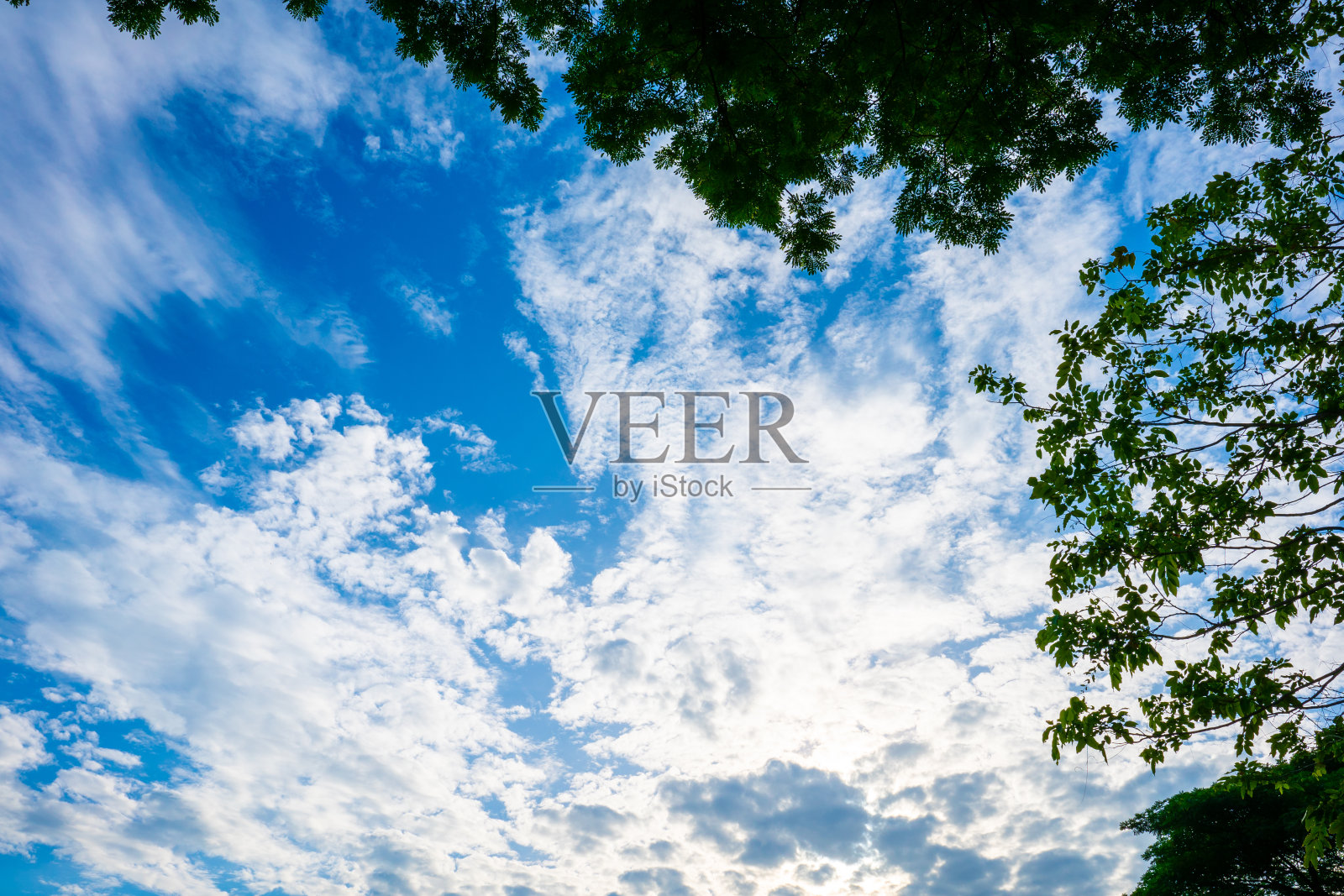 蓝天白云,晴空万里,蓝天白云,鸟瞰蓝天白云,自然晴空万里。照片摄影图片