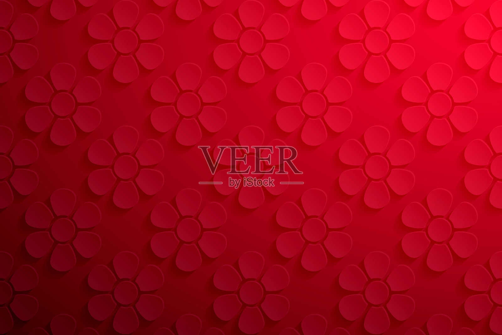 抽象的红色背景-花图案插画图片素材