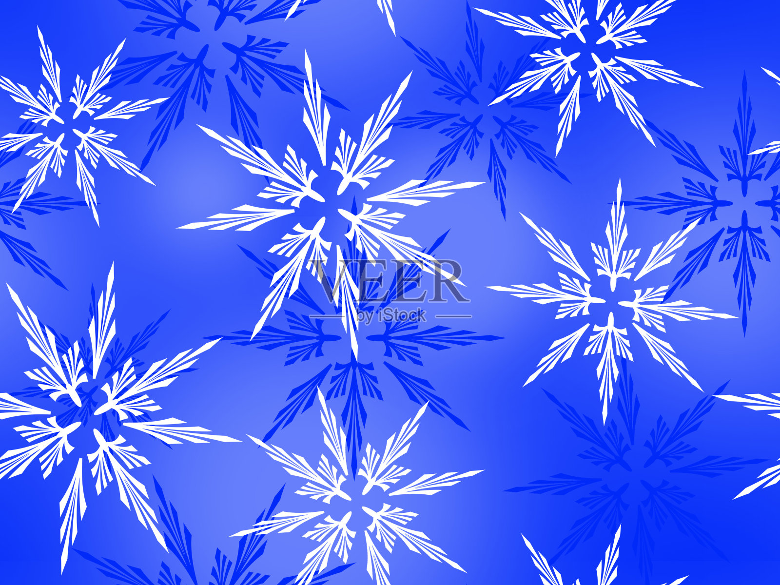 无缝冬季图案与轮廓的雪花在一个蓝色的背景。插画图片素材