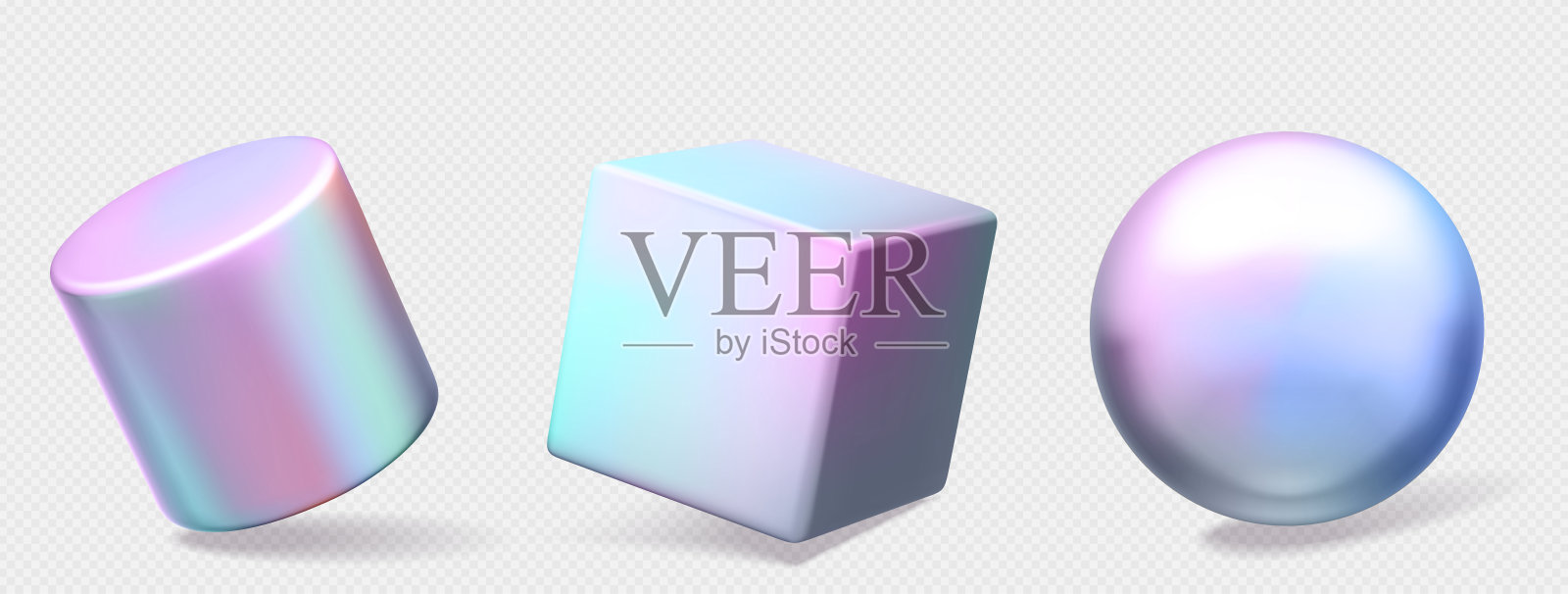 几何形状的三维抽象全息图插画图片素材