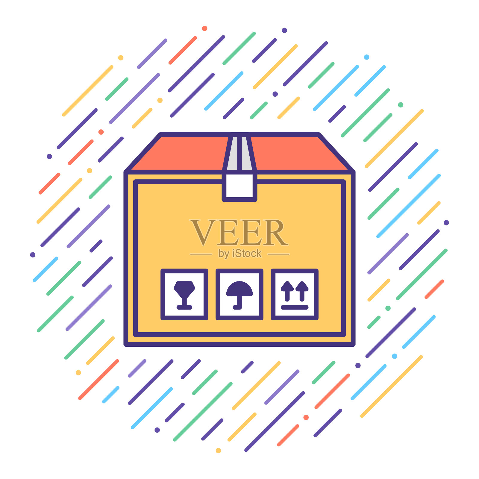 办公室搬迁平面线图标插图插画图片素材