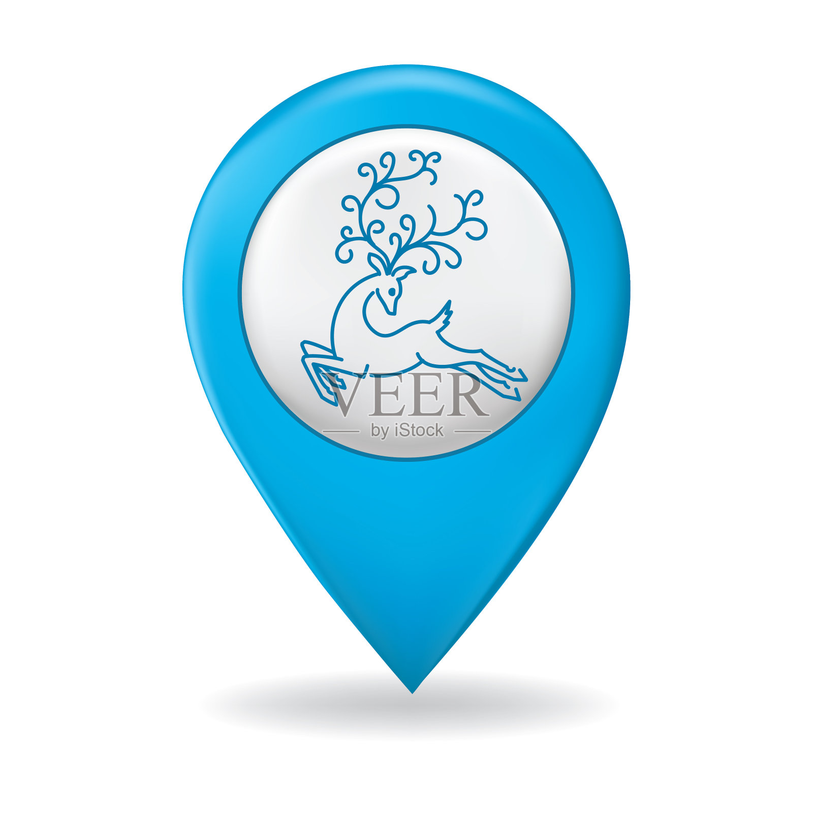 细线图标在地图指针针-圣诞节设计元素图片